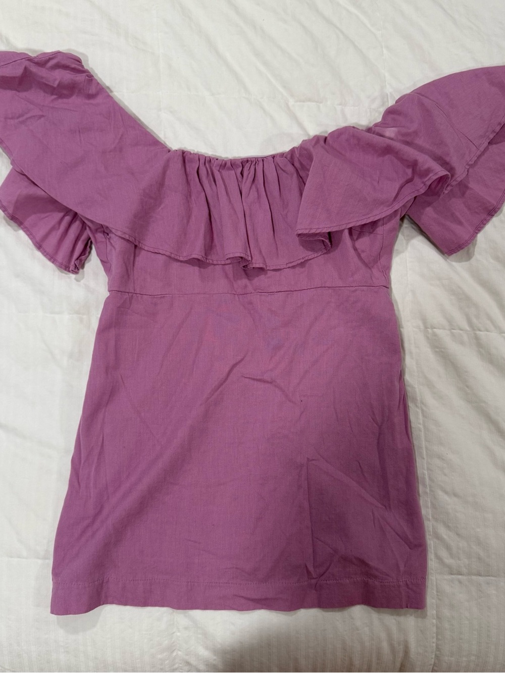 Free People Lavender Off-Shoulder Ruffle Mini Dress